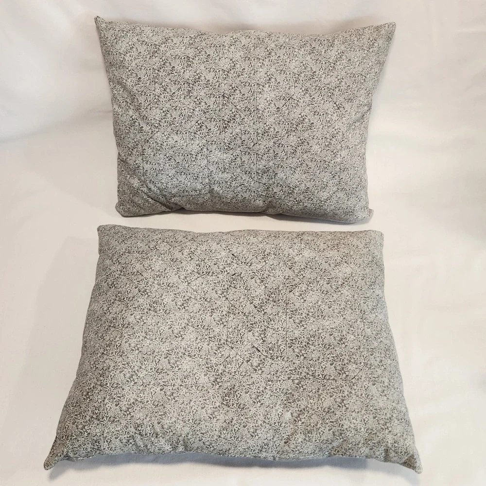 Set of 2 Handmade Quilted‎ Cat Pillows 17x14 Black Blue White Intertwined Tails